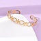 304 Stainless Steel Cuff Bangles for Women, Cross & Oval, Ion Plating(IP), Real 18K Gold Plated, 3/8 inch(0.9cm), Inner Diameter: 1-5/8x2-1/4 inch(4.2x5.7cm)