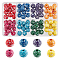 Printed Natural Wooden Beads, Round with Floarl Pattern, Mixed Color, 14x13mm, Hole: 3mm, 8 colors, 10pcs/color, 80pcs/box