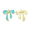 Alloy Enamel Charms, Cadmium Free & Nickel Free & Lead Free, Golden, Bowknot Charm, Cyan, 26.5x26x3.8mm, Hole: 1.5mm