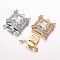 Brass Cubic Zirconia Box Clasps, Cadmium Free & Nickel Free & Lead Free, Rectangle, Mixed Color, 25x21.5x7mm, Hole: 1.5 & 2.5mm