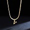 316 Surgical Stainless Steel Initial Pendant Flat Snake Chain Necklaces for Women, Golden, Letter V, 15.75 inch(40cm)