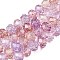 Transparent Glass Beads Strands, Faceted(32 Facets), Rondelle, Plum, 6x5mm, Hole: 1mm, about 84pcs/strand, 16.34~17.12''(41.5~42.8cm)