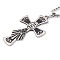 Cross 201 Stainless Steel Pendant Necklaces, with Enamel, Box Chains, Black, 23.46 inch(59.6cm)