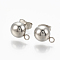 Non-Tarnish 201 Stainless Steel Stud Earring Findings, with Loop and 304 Stainless Steel Pins, Dome/Half Round, Stainless Steel Color, 11x8mm, Hole: 1.8mm, Pin: 0.8mm