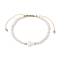 Shell Pearl Braided Bead Bracelets, with Brass Beads and Natural Freshwater Shell Beads, Cross, Inner Diameter: 2-1/4~3-1/4 inch(5.7~8.4cm)