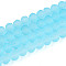 Baking Paint Frosted Glass Beads Strands, Rondelle, Faceted(32 Faceted), Cyan, 6~6.5x5mm, Hole: 1.2mm, about 80~85pcs/strand, 38~40cm