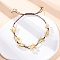 Adjustable Natural Yellow Quartz Braided Bead Bracelets for Women, Inner Diameter: 1-5/8~3 inch(4.15~7.6cm)