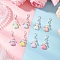 Heart Angel Acrylic & ABS Plastic Imitation Pearl Pendant Decoration, with Zinc Alloy Lobster Claw Clasps, Mixed Color, 37~40.5mm