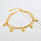 Vintage Beach Brass Heart Tassel Double Layer Chain Anklets for Women, Golden, 8-1/4 inch(210mm)