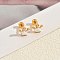 Stainless Steel Enamel Crown Stud Earrings, with Clear Cubic Zirconia, Golden, White, 11x8mm