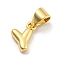 Brass Charms, Real 18K Gold Plated, Long-Lasting Plated, Lead Free & Cadmium Free, Letter Charm, Letter Y, 9x7x2.5mm, Hole: 5x3.5mm