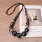 Ethnic Style Porcelain Round Graduated Beaded Waxed Cord Necklaces for Women, Coconut Brown, 21.26~31.50 inch(54~80cm)