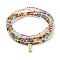 Baking Paint Glass Seed Bead Anklets, Opaque Colours Luster of, Silver Lined Round Hole of, Ceylon of, Transparent Inside Colours of Beads, Brass Pendants, with Jump Ring, Rectangle with Word LOVE, Mixed Color, 1/8 inch(0.3cm), Inner Diameter: 2-7/8 inch(7.2cm)