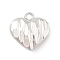 Brass Charms, Cadmium Free & Nickel Free & Lead Free, Heart, Platinum, 11x11x4.5mm, Hole: 1.4mm