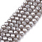 Electroplate Glass Beads Strands, Pearl Luster Plated, Faceted, Rondelle, Dark Gray, 3.5~3.8x3mm, Hole: 0.4mm, about 105~110pcs/strand, 29~31cm