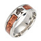 Non-Tarnish Stainless Steel Wide Band Finger Rings, with Acacia, Tree, Stainless Steel Color, US Size 6(16.5mm)