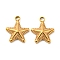304 Stainless Steel Charms, Star Charm, Real 14K Gold Plated, 12x10x3mm, Hole: 1.6mm