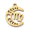 Real 18K Gold Plated 304 Stainless Steel Pendants, Laser Cut, Moon Phase with Constellation Charm, Virgo, 13x9.5x1mm, Hole: 1.2mm