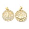 Rack Plating Brass Pendants, with Cubic Zirconia, Cadmium Free & Lead Free, Round with Tree, Real 16K Gold Plated, 22.5x20x3.5mm, Hole: 4x3.5mm