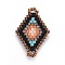 MIYUKI & TOHO Handmade Japanese Seed Beads Links, Loom Pattern, Rhombus, Colorful, 22.5~26.4x15~17x1.7~1.9mm, Hole: 1.4~1.8mm