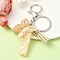 Resin & Acrylic Keychain, with Faux Suede Tassel Pendant & Alloy Findings, Letter I, 9.5cm