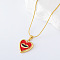 3Pcs Stainless Steel Red Enamel Lip Heart Pendant Necklaces for Women, Golden, 15.75 inch(40cm)