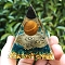 Orgonite Pyramid Resin Energy Generators, Reiki Natural Tiger Eye & Lampwok Chip & Metal Clock Inside for Home Office Desk Decoration, 60mm