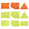 9Pcs 3 Styles Plastic Baking Edge Cream Scraper, Dough Cutter, Pastry Spatulas, Cake Decoration Baking Tools, Mixed Color, 85~123x88~110x1~1.2mm, Hole: 9~9.7mm