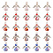 Glass Pendants, Angel Charms with Antique Silver Tone Iron Wings, Mixed Color, 22~23x20x6~7mm, Hole: 2mm, 50pcs/set
