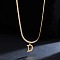 316 Surgical Stainless Steel Initial Pendant Flat Snake Chain Necklaces for Women, Golden, Letter D, 15.75 inch(40cm)