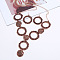 Ring & Flat Round Alloy Pendant Necklace & Dangle Earring Sets, Red Copper, 520mm