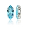 Preciosa® MAXIMA Crystal Sew-On Cups, Multi-Strand Links, Czech Crystal, 719 39 048 Navette, Silver, 60010 Aqua Bohemica, 15x7mm