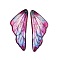 2Pcs Transparent Epoxy Resin Pendants, Wing, with Gold Foil, Orchid, 41x16.5x2mm, Hole: 1.2mm