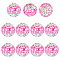 12Pcs Polymer Clay Rhinestone Beads, Pave Disco Ball Beads, Round, Fuchsia, 16~17mm, Hole: 1.8mm