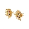 304 Stainless Steel Rhinestone Stud Earrings, Flower, Golden, 20x19.5mm