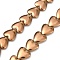 Electroplated Synthetic Non-magnetic Hematite Beads Strands, Long-Lasting Plated, Heart, Copper Plated, 11~12x11~12x4~4.5mm, Hole: 1~1.2mm, about 35~40pcs/strand, 14.57~16.54(37~42cm)