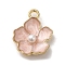 Flower Alloy Enamel Pendants, with Plastic Imitation Pearl Beads, Light Gold, Misty Rose, 17x14x4mm, Hole: 1.8mm