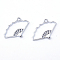 Rack Plating Alloy Fan Open Back Bezel Pendants, For DIY UV Resin, Epoxy Resin, Pressed Flower Jewelry, Hollow, Cadmium Free & Nickel Free & Lead Free, Silver Color Plated, 24x38.5x3.5mm, Hole: 3mm