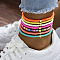 Handmade Polymer Clay Stretch Anklets for Women, with Heart Alloy Beads, Mixed Color, Inner Diameter: 4-3/8 inch(11cm)