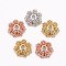 CZ Brass Micro Pave Cubic Zirconia Flower Bead Caps, Fancy Bead Caps, Cadmium Free & Nickel Free & Lead Free, Mixed Color, 8x3mm, Hole: 1mm