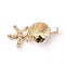Iron Alligator Hair Clips, with Alloy Findings and Plastic Beads, Starfish & Shell, Light Gold, 61.5x30x14mm