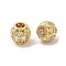 Rack Plating Brass Micro Pave Cubic Zirconia European Beads, Long-Lasting Plated, Lead Free & Cadmium Free, Rondelle, Golden, 11.5x10.5mm, Hole: 4.7mm