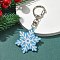 Christmas Theme Acrylic Pendant Decoration, Alloy Clasps Charms for Bag Key Ornaments, Snowflake, 95mm