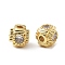Brass Micro Pave Cubic Zirconia Beads, Cube, Real 18K Gold Plated, 6x6x6mm, Hole: 1.6mm