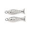 Brass Pendants, Fish, Platinum, 20x5x4.5mm, Hole: 1.4mm