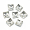 Pointed Back Glass Rhinestone Cabochons, Back Plated, Faceted, Square, Clear, 8x8x3.5mm