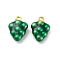 304 Stainless Steel Enamel Pendants, Ion Plating(IP), Real 18K Gold Plated, Grape, 15x11x5.5mm, Hole: 1.5mm