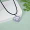 Luminous Heart with Paillette Inside Pendant Black Wax Cord Necklaces, with Alloy Findings, Lilac, 17.72 inch(45cm)