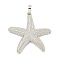 Rack Plating Brass Pendants, Cadmium Free & Lead Free, Long-Lasting Plated, Starfish Charms, Platinum, 31x30.5x4.5mm, Hole: 5x3mm