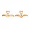 Brass Peg Bails Pendants, for Half Drilled Bead, Nickel Free, Wing, Real 18K Gold Plated, 11.5x19x4mm, Hole: 1mm, Pin: 0.8mm